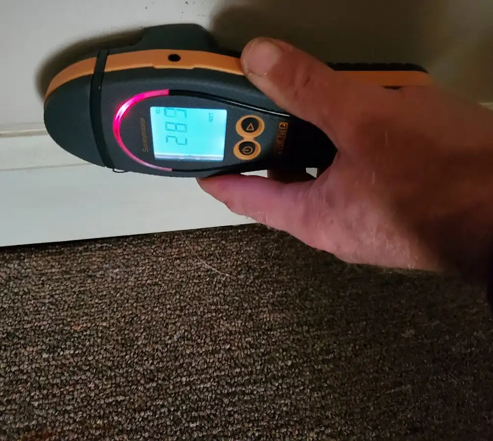 Moisture detection at baseboard during Mold Inspection & Testing in Ipswich